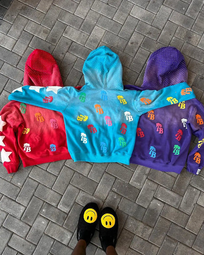 Y2K Trendy Letter Pattern Loose Casual Comfortable Hooded Zipper Retro Hoodie Jacket Top Unisex
