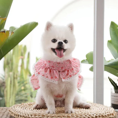 Pets Coller Harness Small Medium Dog Chihuahua Pomeranian Accessories Ins Style Collar with Strap Floral Puppy Leash Pet Harness