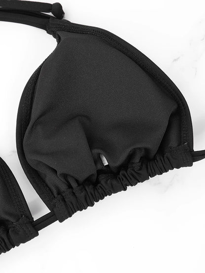 Women's Bikini Set - Lace Up Bareback Strap Two Piece Summer Beach Swimsuit