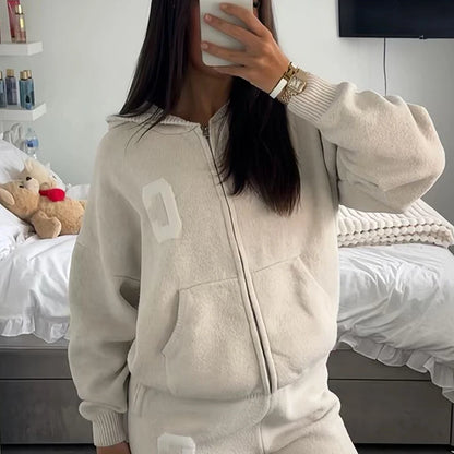 Jacket Tracksuit Two‑piece Set Knit Jacket Clothes Hooded Knit Woman Tracksuit Hooded Knit Coat Pants Trousers Women Clothes