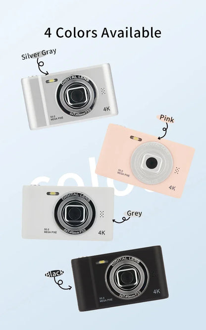 4K Digital Camera – Travel Selfie Camera with 50 Megapixels, HD Photography & 2.4 Inch Screen