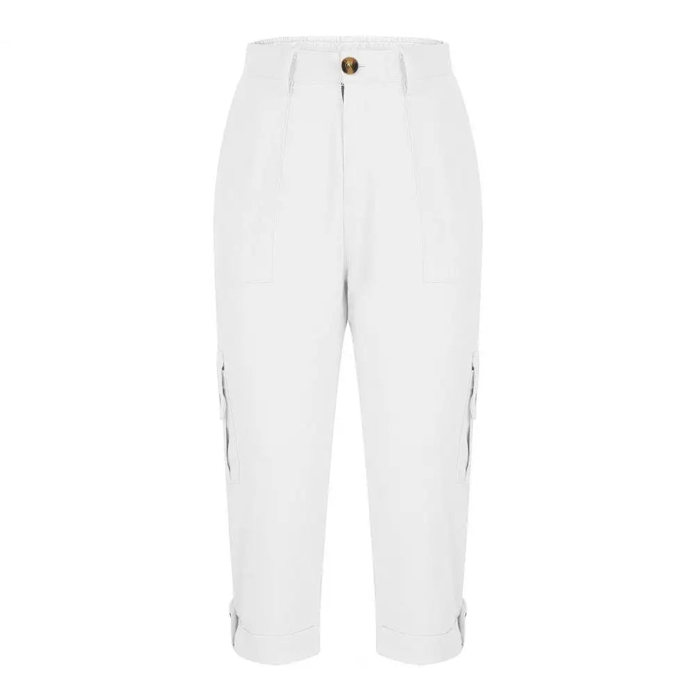 Women's Capris Joggers Mid Rise Cropped Cargo Pants Summer Quick Dry Hiking Pants with Multi Pockets Lightweight Summer Bottoms