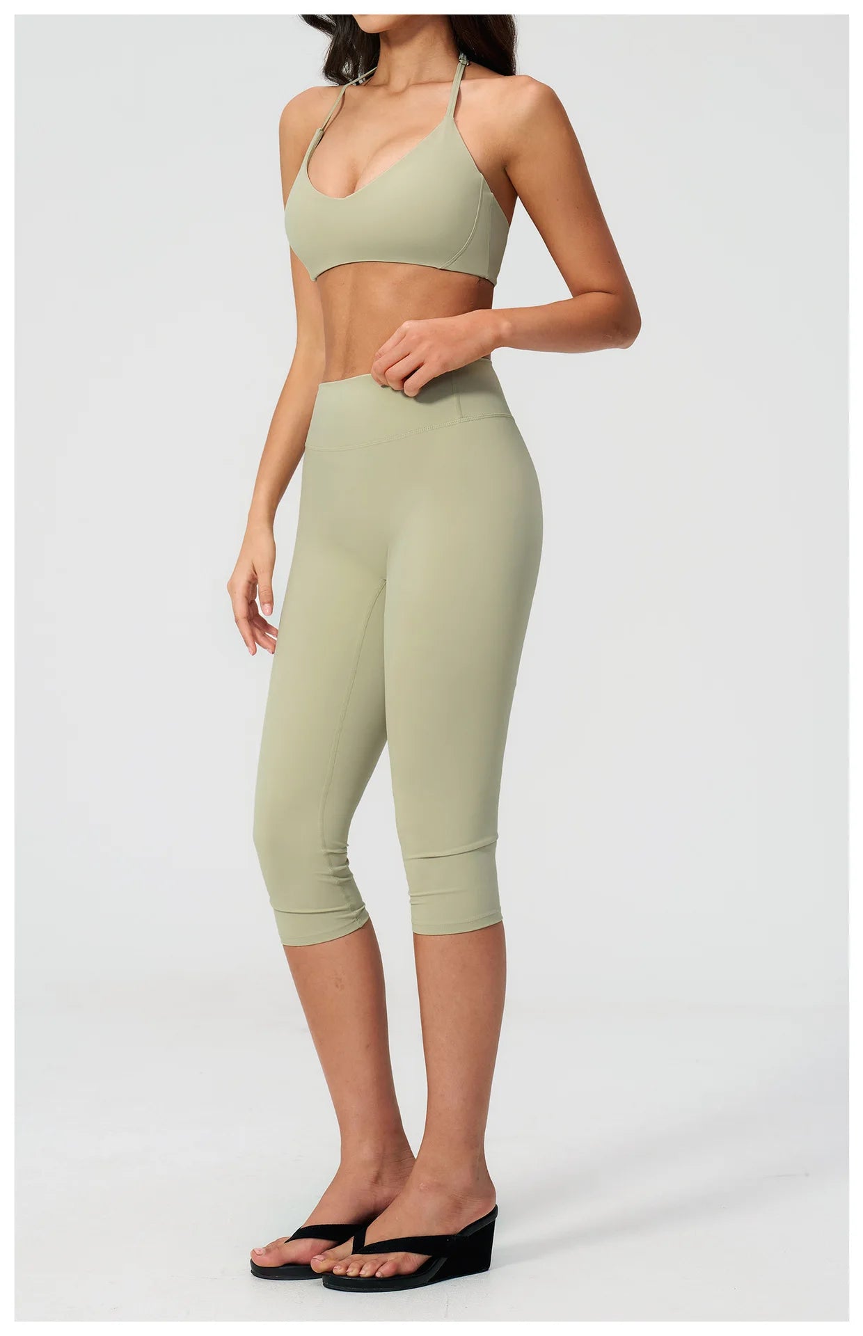 Women 2 Piece Yoga Set High Waist Capri Leggings Sports Bra Crop Top Workout Gym Athletic Outfits Female Fitness Activewear Suit