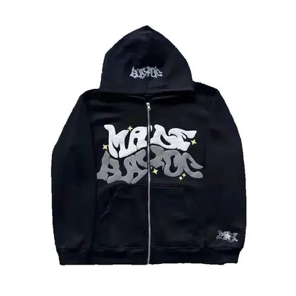 2026 European and American Fashion Fleece Print Zippered Hooded Sweatshirt for Men and Women, Casual Multi-Functional Sports Top