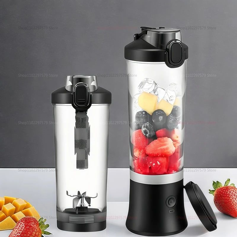 Portable Electric Juicer - USB Rechargeable 600ml Mixer for Milkshakes and Juice