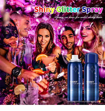 60ml Shiny Silver Glitter Spray High Gloss Glitter Powder Spray Waterproof Shiny Powder Makeup for Body Face Highlight Makeup