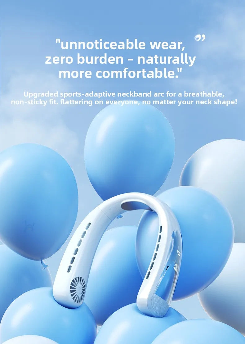 Sports Neck Hanging Cooling Small Fan Portable Neck Hanging Digital Display Strong Wind Silent Bladeless Charging Small Fan
