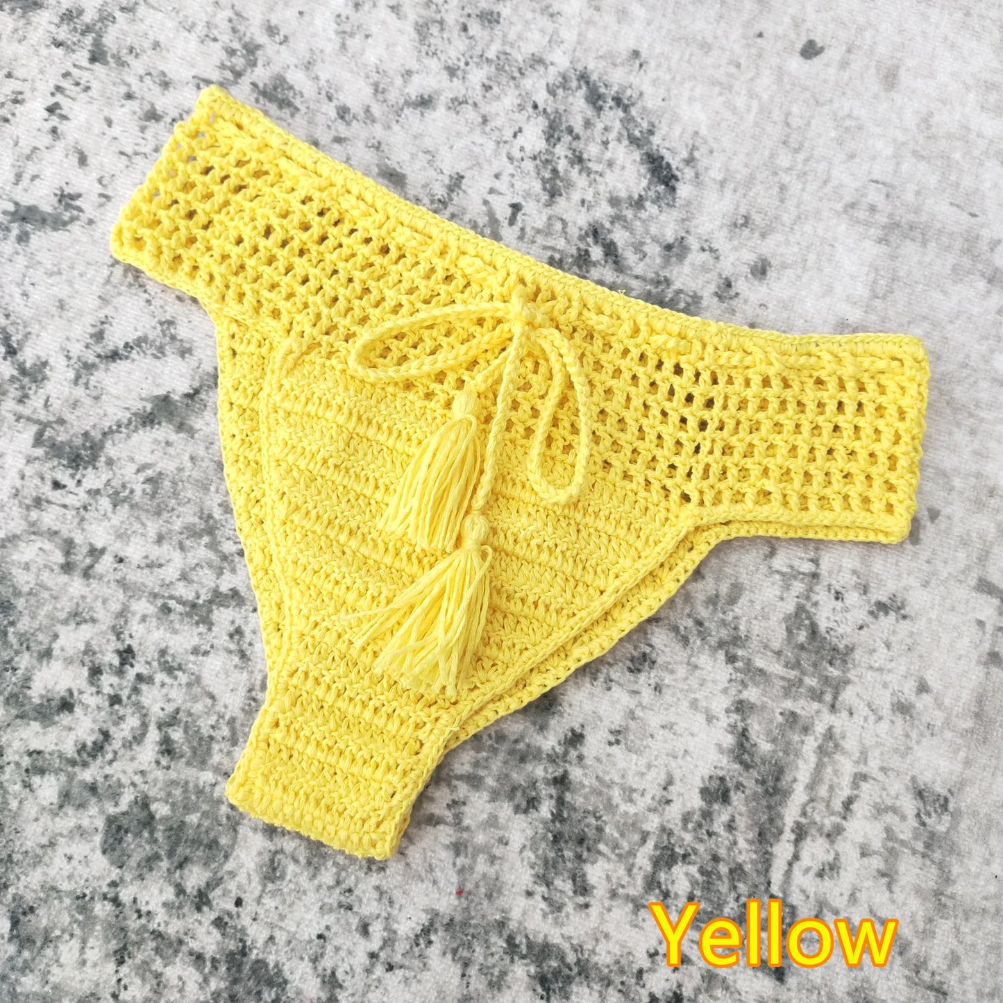 6 Color Hand Crochet Bikini Bottom Shorts Beach Women Tassel Swim Brief