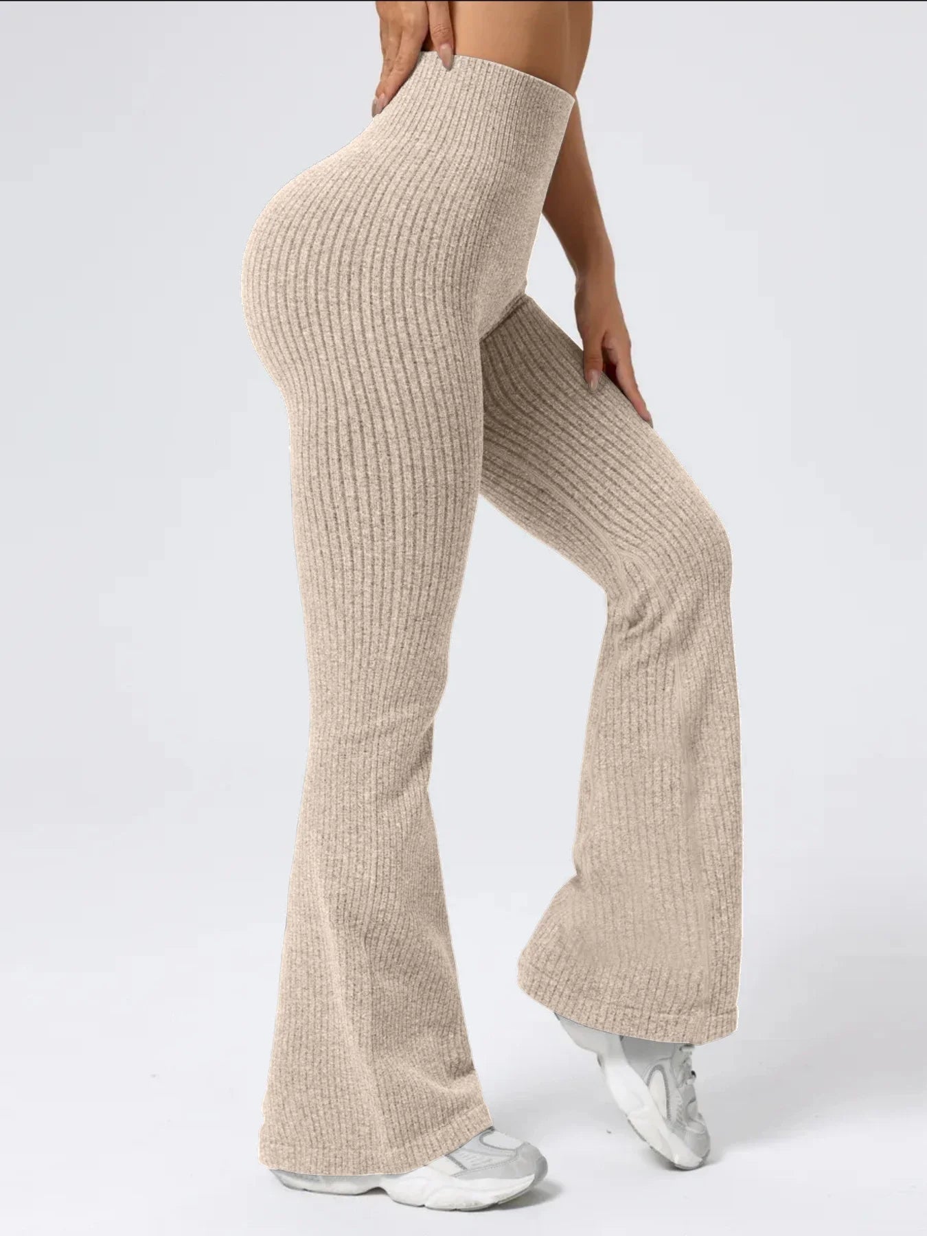 High-Waist Stretchy Bell Bottom Pants for Women – Slim Fit, Ideal for Workout & Daily Casual Wear
