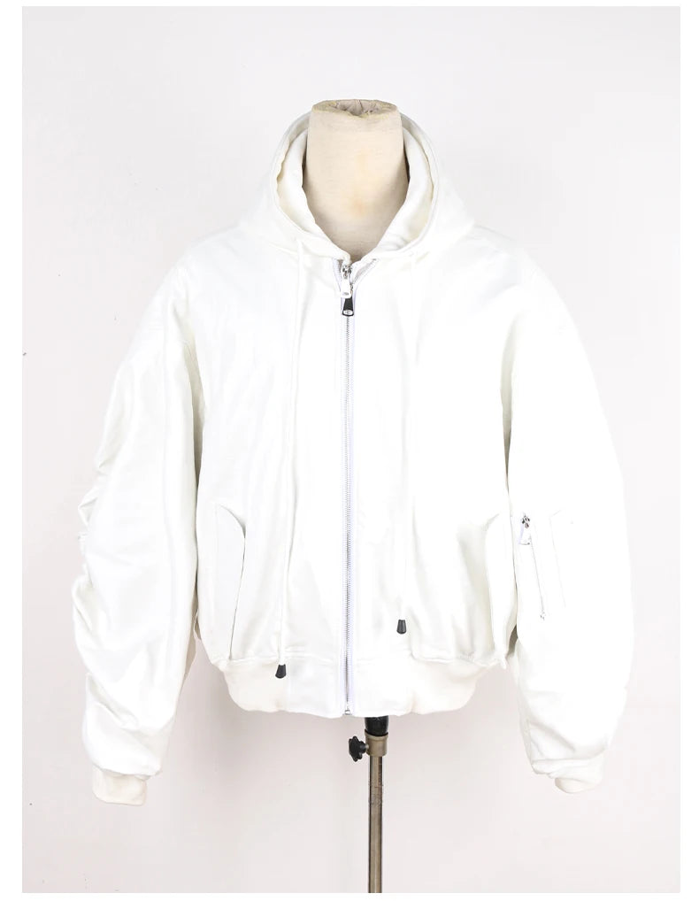 Mauroicardi Autumn Winter Oversized Cool Black Thickened Warm Pu Leather Jacket Men Hood Luxury Designer Fake 2 Clothes