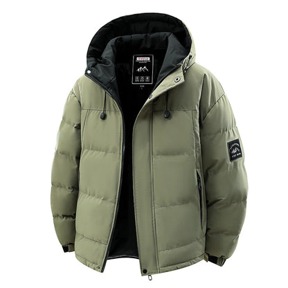 New Windproof Thickening Men Tops Outdoors Loose Versatile Comfort Keep Warm Coats Winter Fashion Casual Solid Hooded Parka Men