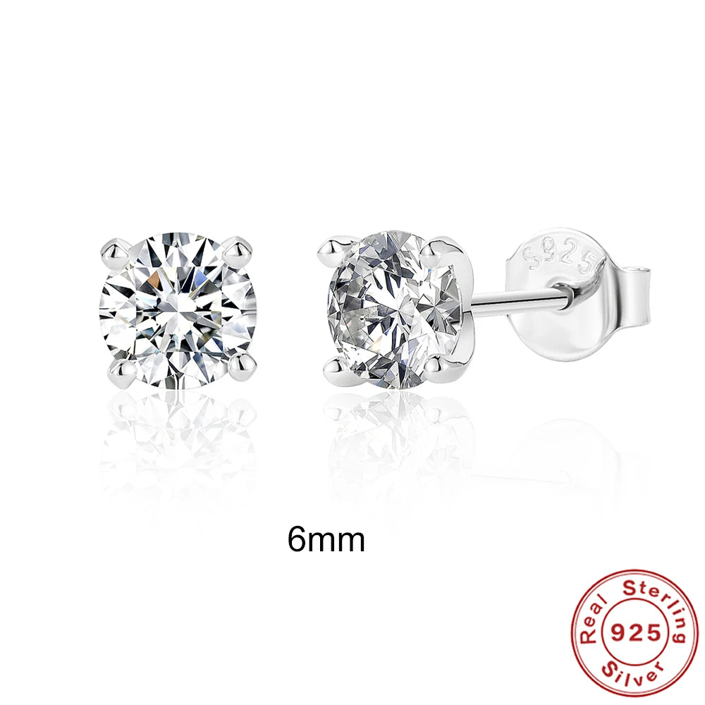 Moissanite Stud Earrings - 0.5 Carat D Color 925 Sterling Silver Sparkling Ear Studs