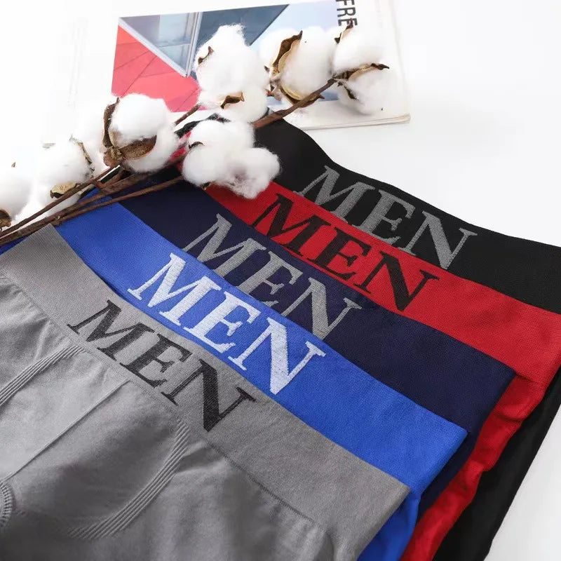 5PCS Thin High Elastic Men's Boxers Comfortable Plain Color Boxer Briefs Breathable Solid Underpants for Men
