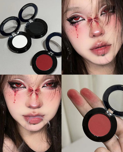 Punk Smoky Red Black Eye Shadow Palette Waterproof Gothic Matte Blue Eyeshadow Tray Women Halloween Eye Pigments Makeup Palette