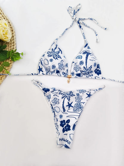 Polka Dot Bikini - Women's Sexy Strap Split Bikini Set | Wire Free Swimwear