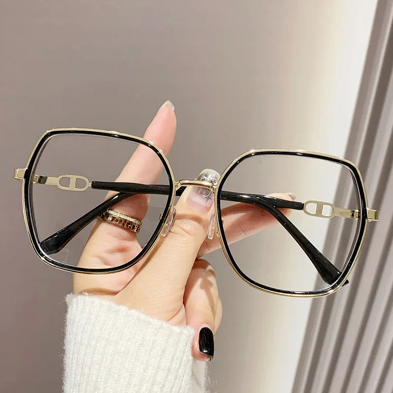 Anti Blue Light Glasses – Oversized Polygonal Frames with Transparent Acrylic Lenses