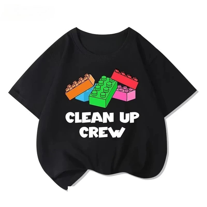 Lego educational cartoon print summer boys and girls 100% cotton short sleeved T-shirt