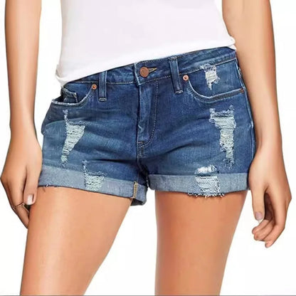 Summer Students Denim Shorts Women 2025 Female Harajuku Cotton HOLE Jeans Ladies Elastic Pockets Harem Trousers Short Pants