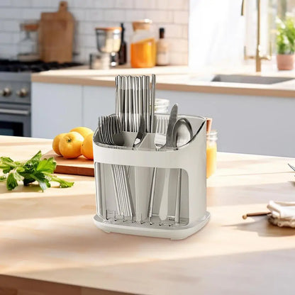Utensil Holder - Multi Compartment Kitchen Storage | Cutlery Drainer & Tableware Organizer