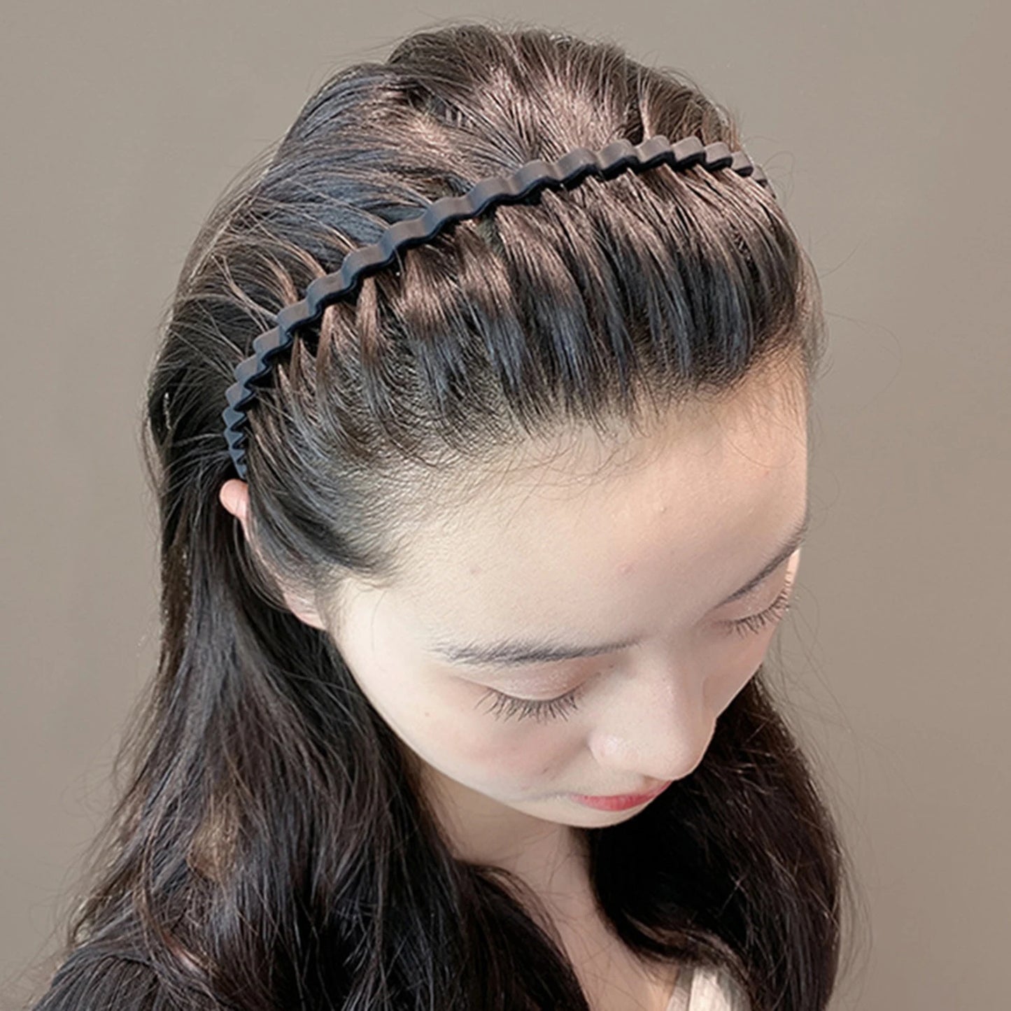 Unisex Metal Wavy Spring Hair Hoop Black Non Slip Outdoor Sports Headbands For Women Men Simple Hairband Face Washing Headdress