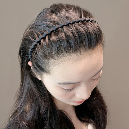 Unisex Metal Wavy Spring Hair Hoop Black Non Slip Outdoor Sports Headbands For Women Men Simple Hairband Face Washing Headdress