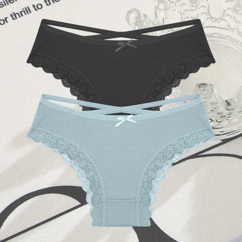 Cotton Panties Women - Sexy Lace Brazilian Briefs Low Waist Breathable Underwear