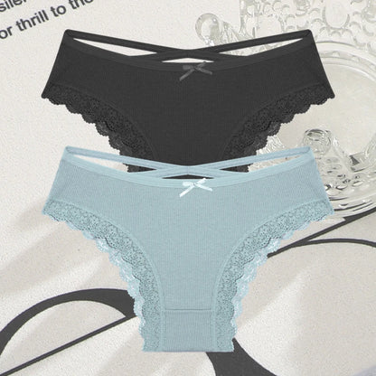Cotton Panties Women - Sexy Lace Brazilian Briefs Low Waist Breathable Underwear