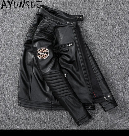 Mens Leather Jacket Autumn Men Clothing Handsome Motorcycle Jackets Two Colors Short Coats Kurtka Męska Skórzana Slim