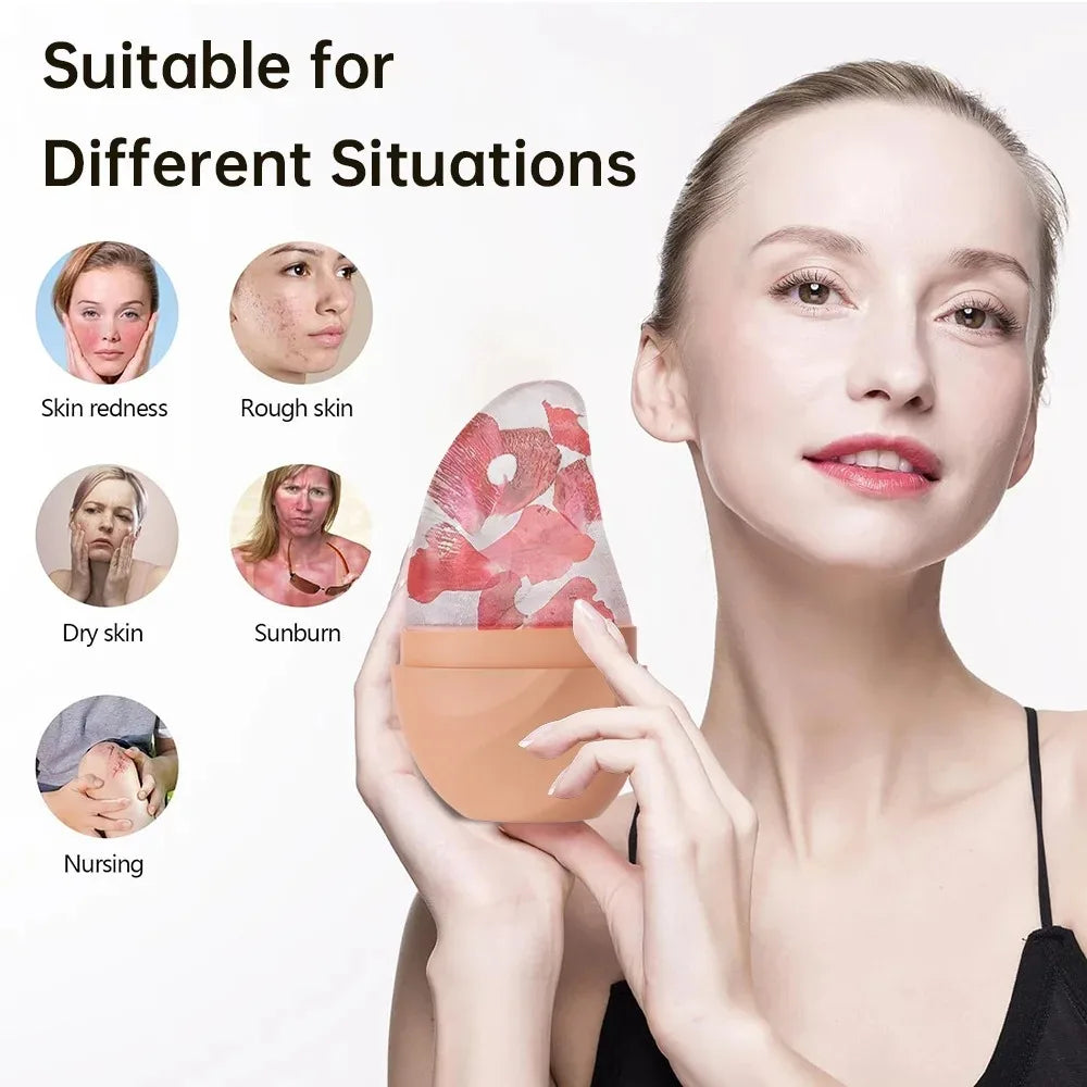 Ice Face Roller Ice Cube Beauty Massage Silicone Ice Mold for Eye Puffiness Ice Facial Roller Shrink Pores Reduce Swelling Gifts