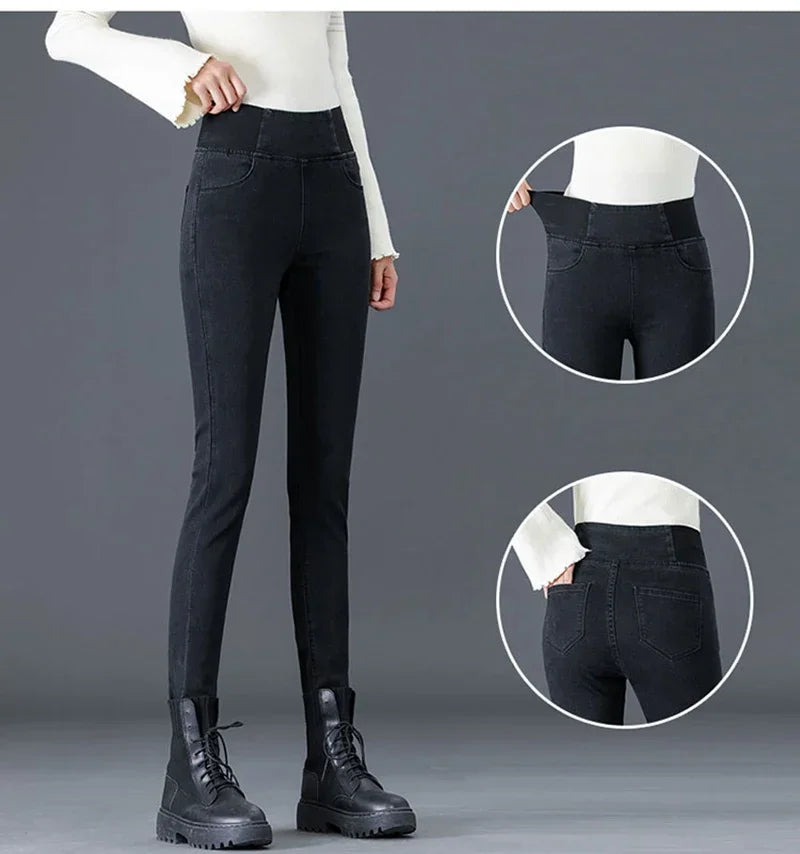New Elastic Waist Skinny Jeans Women Spring Slim Stretch Denim Pants Vintage Pencil Vaqueros Mom Pantalones De Mujer PTKPCC