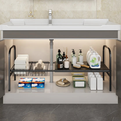 Expandable Under Sink Organizer - Multi-Use Cabinet Storage Rack with Removable Baskets - ZOOMNSTORE