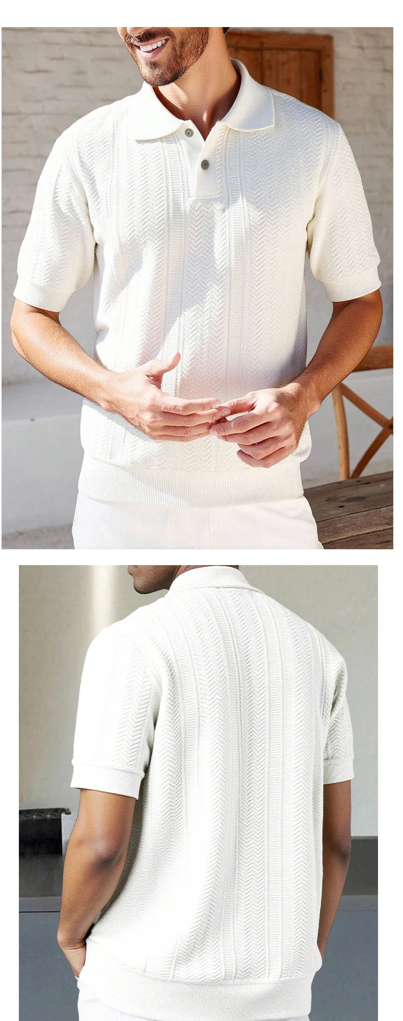 US Size Mens Knit Shirts Casual Stretch Golf Shirts Short Sleeve Polo Shirt Men's Summer Old Money Knit Top