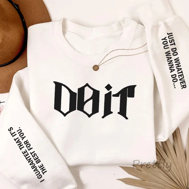 Do It Crewneck Sweatshirt Women Men Pink Kpop Fan Merch SKZ Sweatshirts Pullover Long Sleeve Hoodies Streewear Woman Clothing