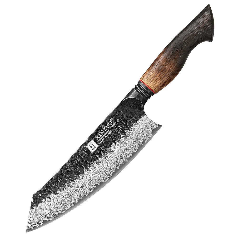 Damascus Knife Set - 67-Layer Steel with White Oak  Red G10 Handles 1-6 Pieces