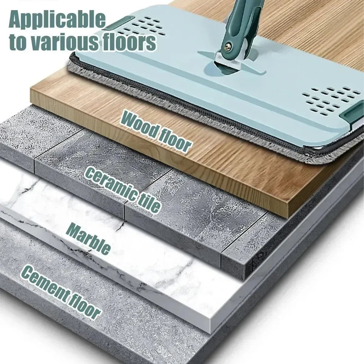 Flat Squeeze Mop with Bucket - Easy Wring Microfiber Floor Cleaner for Hardwood  Laminate