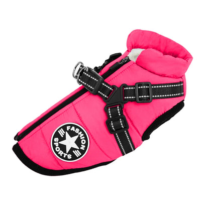 Winter Dog Clothes with Harness Waterproof Warm Pet Dog Cotton Jacket for Small Large Dogs Puppy Clothing French-Bulldog Coat