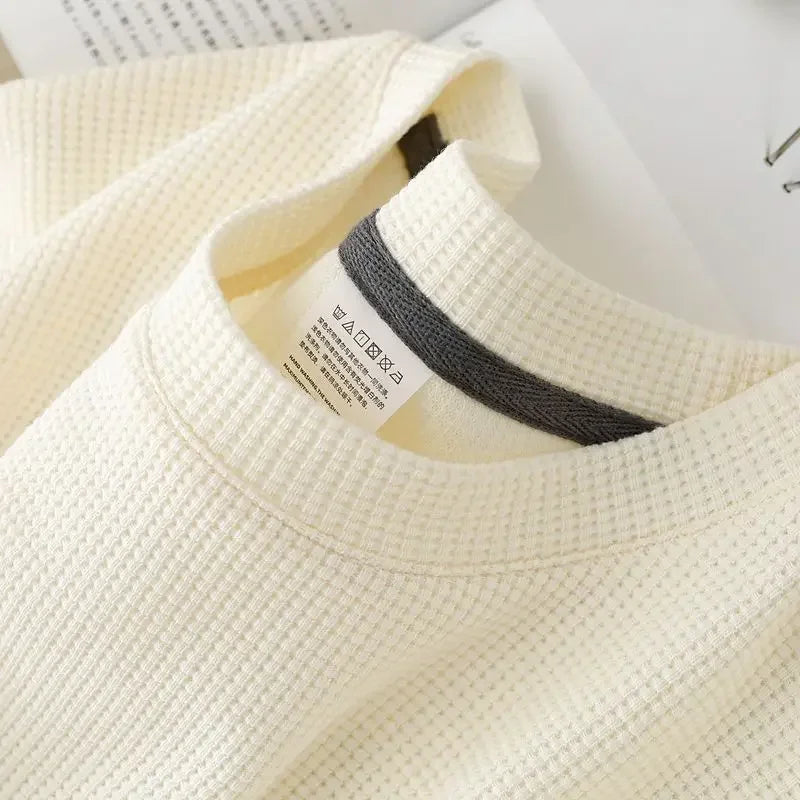 Men's Waffle-Knit T-Shirt – Breathable Round-Neck Casual Top