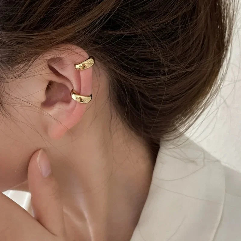 1 PC Gold Silver Color C-Shaped No Piercing Ear Cuffs for Women Fashion Simple Ins Style Earrings Jewelry Accessories Gifts