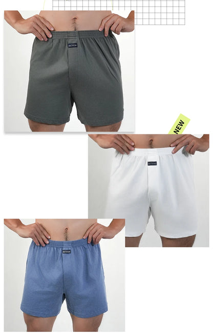 Mens Pure Cotton Boxer Shorts Man High Waist Big Underwear Casual Solid Underpants Plus Size Alo Pants Pajama Boxers M-3XL 2025