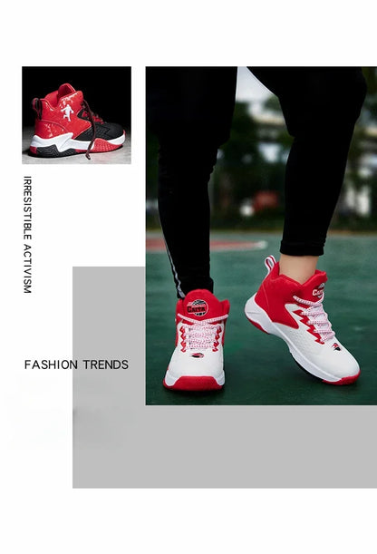 Children Basketball Shoes for Boys Girls Kids Teenagers Breathable Non-slip Lace Up Indoor Outdoor Training Sneakers Tennis Shoe