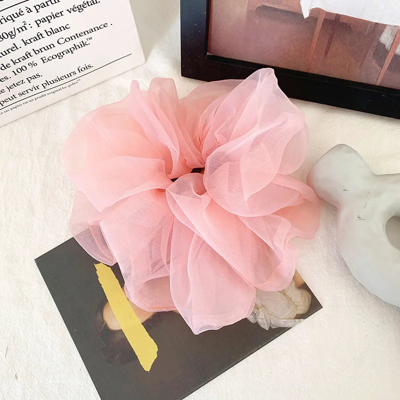 Summer Organza Silk Scrunchies Elastic Hair Bands for Women Fashion Hair Rope Ponytail Holder Ties Girl Hair Accessories