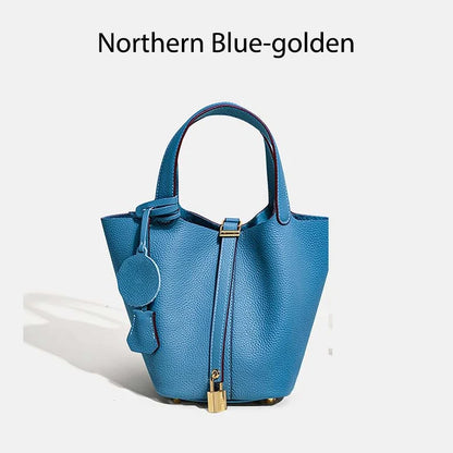 Women Leather Bucket Bag - Genuine Leather Handbag | Large Tote Bag With Silver Hardware