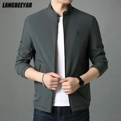 Top Quality New Brand Casual Fashion Stand Collar Streetwear Mens Coats And Jackets Zipper Windbreaker Simple Mens Clothes 2025
