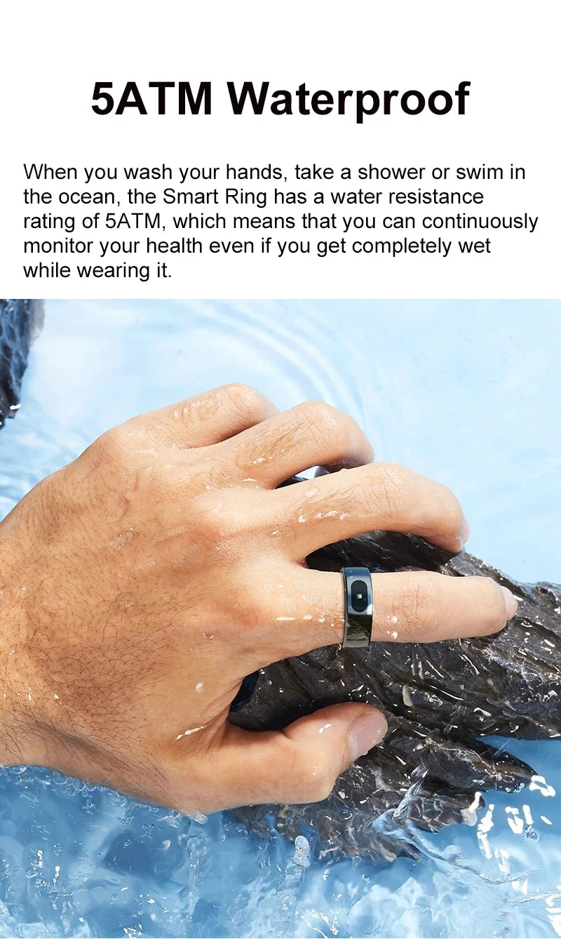 R08 Smart Ring For Men Women Touch Control Function Health Monitor IP68 5ATM Waterproof Skin Temperature Measure Smart Ring New
