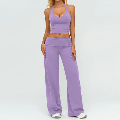 Women's Fitness Set Gym Tracksuit Breathable Sports Bra Flared Trousers Suit Workout Clothing Sportswear Female Athletic Wear