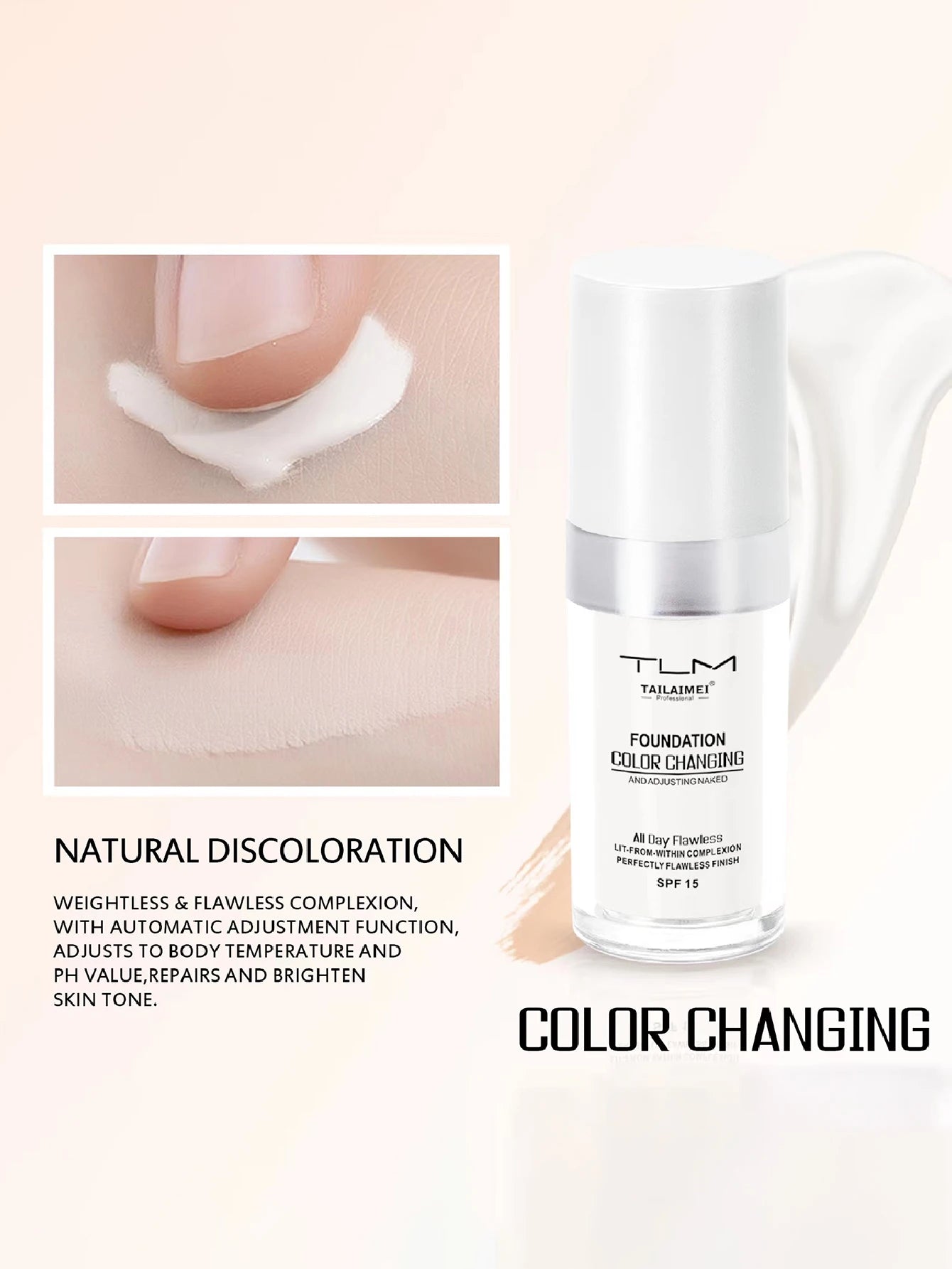 Warm Change liquid foundation sunscreen lasting oil control easy to apply makeup waterproof portable