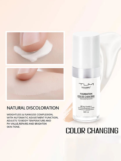 Warm Change liquid foundation sunscreen lasting oil control easy to apply makeup waterproof portable