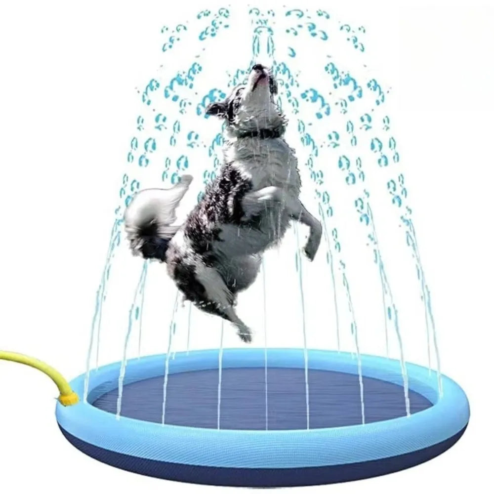 Dog Sprinkler Splash Pad Non Slip Pet Swimming Pool Foldable Outdoor Water Play Mat for Dog Cats Summer Outdoor Cooling Bath Tub