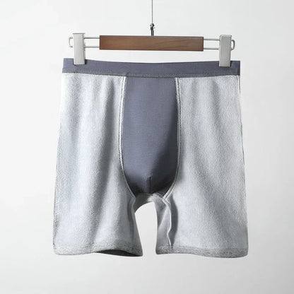 Men's thermal underwear men's fleece thickened anti-wear leg lengthened boxers autumn winter boxer shorts head