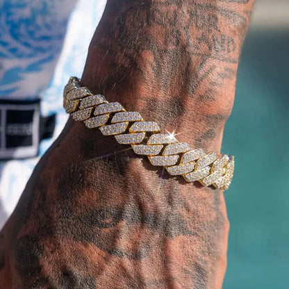 2026 BulingBuling Mens Cuban Bracelet Full Diamond-Rhombus Design - Luxurious Sparkling Jewelry for Him